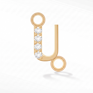 Nina Wynn sideways initial U connector with lab-grown diamonds in solid 14k yellow gold.