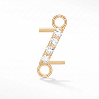 Nina Wynn sideways initial Z connector with lab-grown diamonds in solid 14k yellow gold.