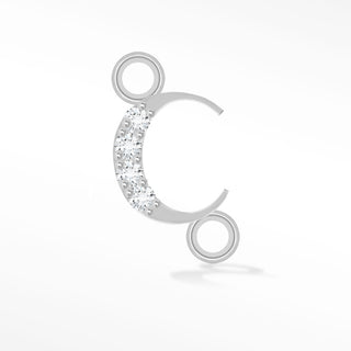 Nina Wynn sideways initial C connector with moissanite in 925 sterling silver.