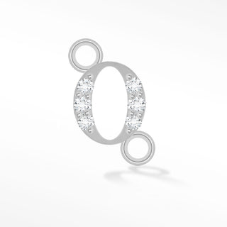 Nina Wynn sideways initial O connector with moissanite in 925 sterling silver.