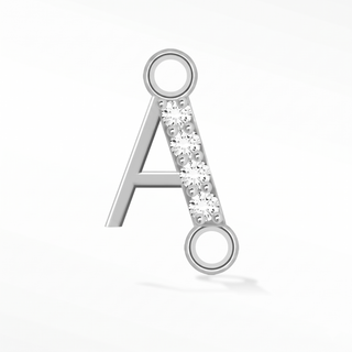 Moissanite Initial A Sideways Connector | Sterling Silver
