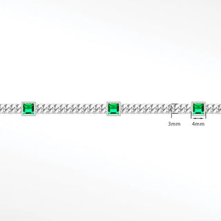 Permanent chains emerald princess cuban 3mm designer line | 14k white