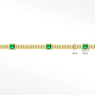 Permanent chains emerald princess cuban 3mm designer line | 14k yellow