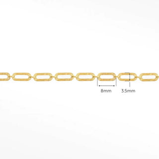 Permanent chains hammer paperclip 8mm designer line | 14k yellow