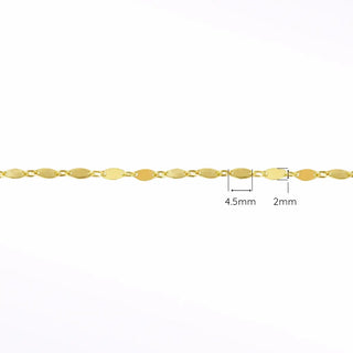 Permanent chains mirror marquise tiny 4.5mm designer line | 14k yellow