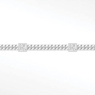 Permanent chains moissanite princess cuban 3mm designer line | 14k white
