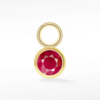 Brilliant round natural gemstone 14k yellow gold simple bezel charm - 14k / ruby