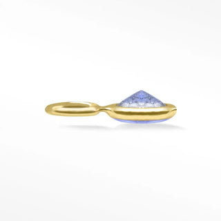 Brilliant round natural gemstone 14k yellow gold simple bezel charm