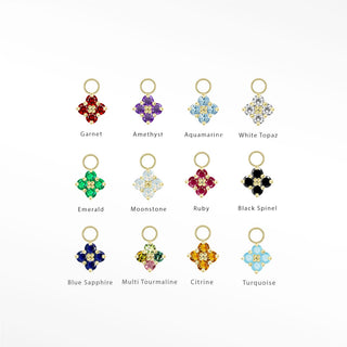 Permanent Jewelry Charms Clover Natural Gemstone | 14K Yellow