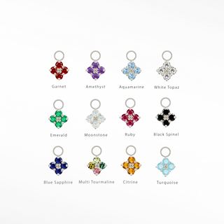 Permanent Jewelry Charms Clover Natural Gemstone | Sterling Silver