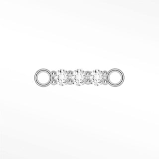 Permanent connectors moissanite pave 3-stone bar | sterling silver