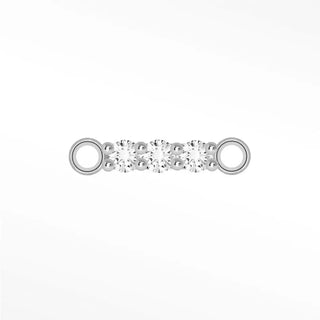 Permanent connectors moissanite pave 3-stone bar | sterling silver