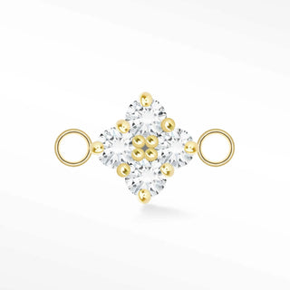Clover medium natural gemstone14k yellow gold connectors for permanent jewelry - 14k / diamond / single - unclassified