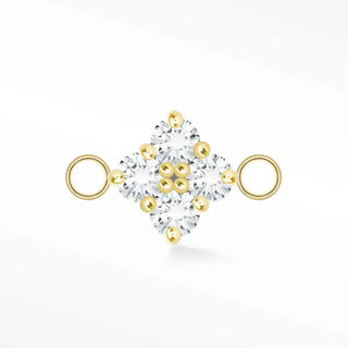 Clover medium natural gemstone14k yellow gold connectors for permanent jewelry - 14k / diamond / single - unclassified