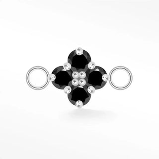 Permanent connectors clover medium natural gemstone silver - sterling / black spinel - august / single