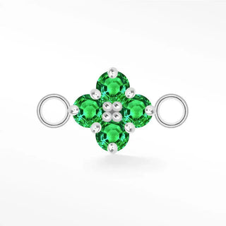 Permanent connectors clover medium natural gemstone silver - sterling / emerald - may / single