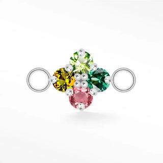 Permanent connectors clover medium natural gemstone silver - sterling / multi tourmaline - october / single