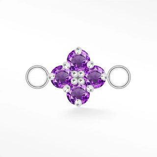 Permanent connectors clover medium natural gemstone silver - sterling / amethyst - february / single