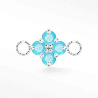 Permanent connectors clover medium natural gemstone silver - sterling / turquoise - december / single