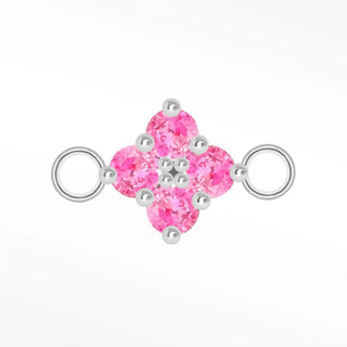 Permanent connectors clover medium natural gemstone silver - sterling / ruby - july / single