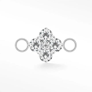 Permanent connectors clover medium natural gemstone silver - sterling / moissanite / single