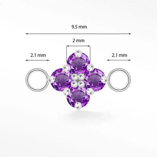 Permanent connectors clover medium natural gemstone silver