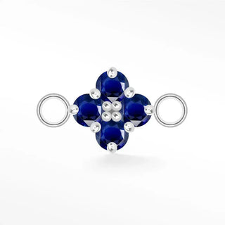 Permanent connectors clover medium natural gemstone silver - sterling / blue sapphire - september / single