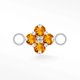 Permanent connectors clover medium natural gemstone silver - sterling / citrine - november / single