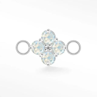 Permanent connectors clover medium natural gemstone silver - sterling / moonstone - june / single