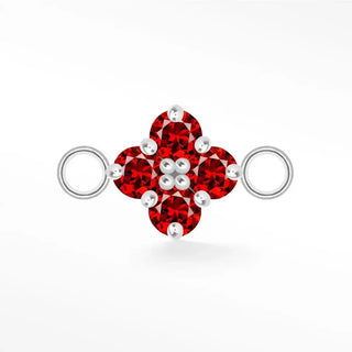 Permanent connectors clover medium natural gemstone silver - sterling / garnet - january / single