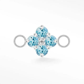 Permanent connectors clover medium natural gemstone silver - sterling / aquamarine - march / single