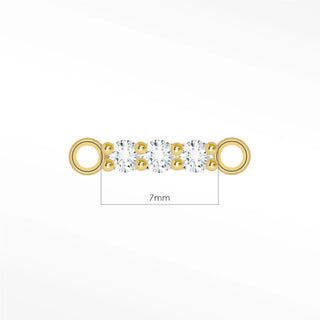 Permanent connectors diamond pave 3-stone bar | 14k yellow