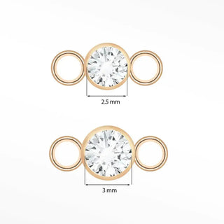Diamond bezel connectors 14k rose for permanent jewelry - 14k gold / 2.5mm / single - unclassified