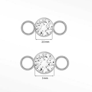 Diamond bezel connectors 14k white for permanent jewelry - 14k gold / 2.5mm / single - unclassified