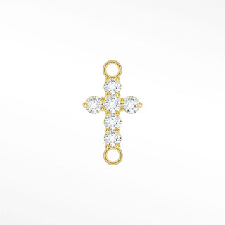 Permanent connectors diamond pave cross | 14k yellow