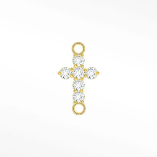 Permanent connectors diamond pave cross | 14k yellow