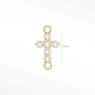 Permanent connectors diamond pave cross | 14k yellow