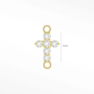 Permanent connectors diamond pave cross | 14k yellow