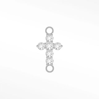 Permanent connectors diamond pave cross | 14k white