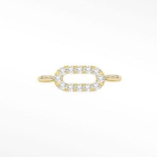 Permanent connectors diamond pave paperclip | 14k yellow