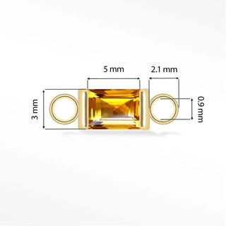 Permanent connectors baguette 5x3mm 14k gold