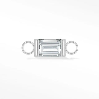 Permanent connectors baguette 5x3mm natural gemstone 14k white gold - 14k / topaz / single - unclassified