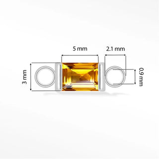 Permanent connectors baguette 5x3mm natural gemstone 14k white gold - unclassified