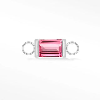 Permanent connectors baguette 5x3mm natural gemstone 14k white gold - 14k / pink tourmaline / single - unclassified