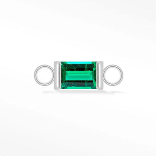 Permanent connectors baguette 5x3mm natural gemstone 14k white gold - 14k / emerald / single - unclassified