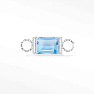 Permanent connectors baguette 5x3mm natural gemstone 14k white gold - 14k / aquamarine / single - unclassified