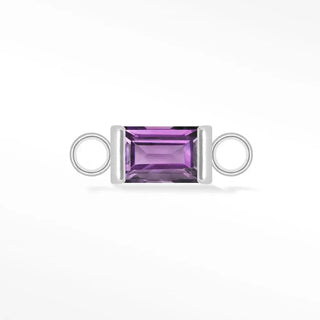 Permanent connectors baguette 5x3mm natural gemstone 14k white gold - 14k / amethyst / single - unclassified