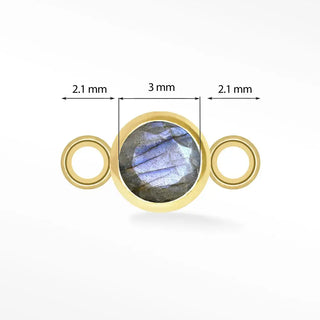 Permanent connectors natural gemstone simple bezel 3mm | 14k yellow