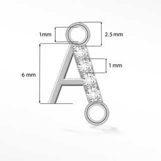 Permanent connectors moissanite initial 6mm sideways | sterling silver