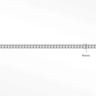 Permanent necklace cuban 4mm silver rhodium